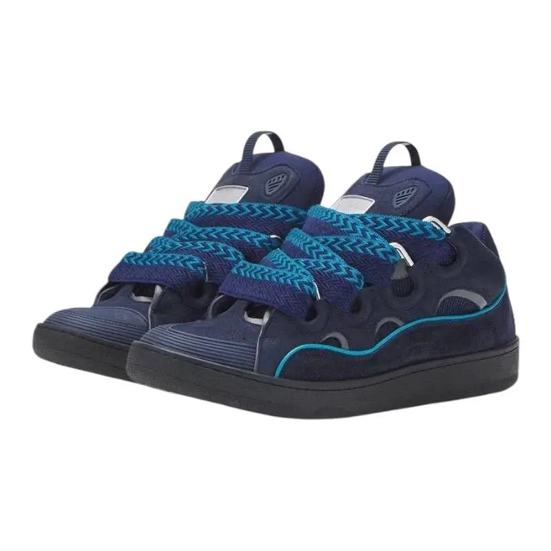 Lanvin ‘Curb’ Suede And Leather Sneakers In Navy