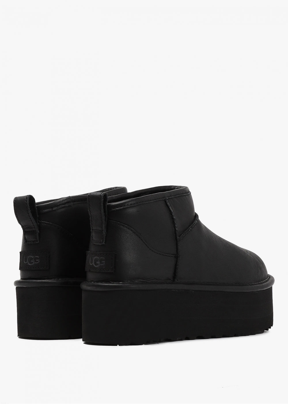 UGG Classic Ultra Mini Leather Platform Boots 'Black'