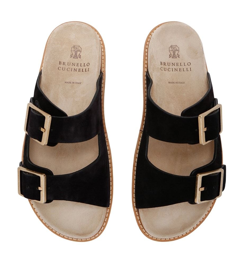 BRUNELLO CUCINELLI Suede Double-Strap Black
