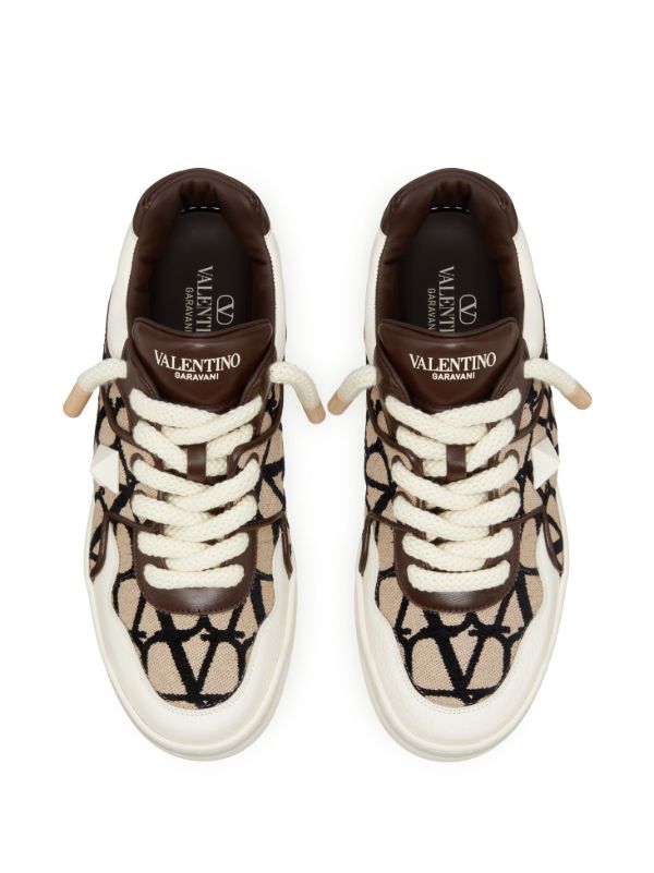 Valentino One Stud XL Low 'Toile Iconographe - Natural Fondant'