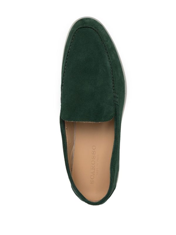 Loro Piana Summer Walk Suede Loafers - Dark Green