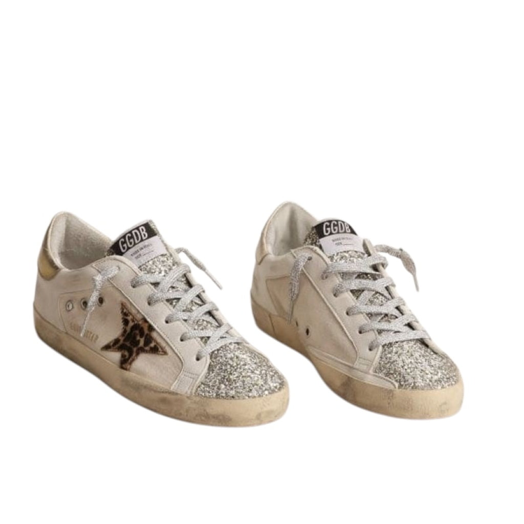Golden Goose Superstar Glitter Silver Sneakers