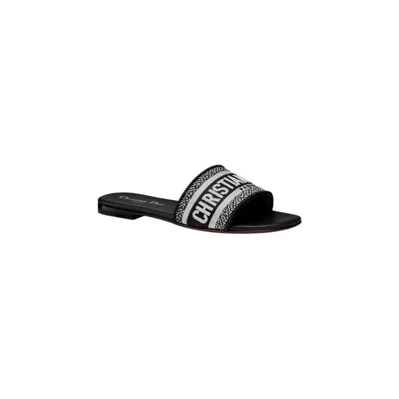 Dior Wmns DWay Slide 'Black Embroidered Cotton'