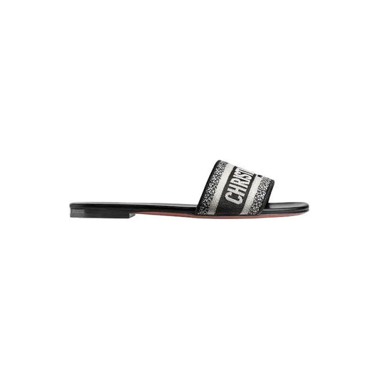 Dior Wmns DWay Slide 'Black Embroidered Cotton'