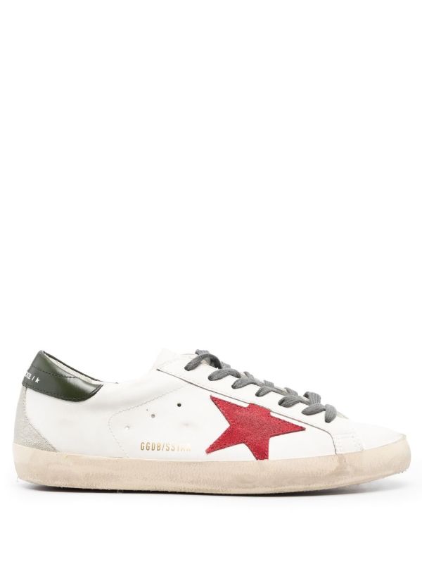 Golden Goose Super-Star 'red suede star and green'
