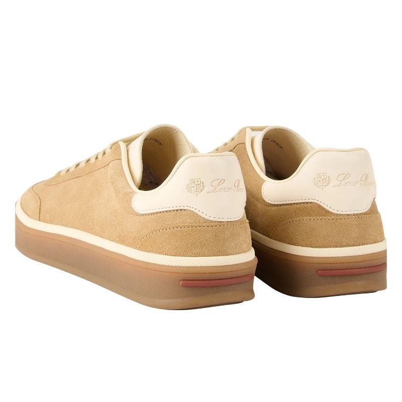 Loro Piana Tennis lace-up Suede Sneakers Neutrals
