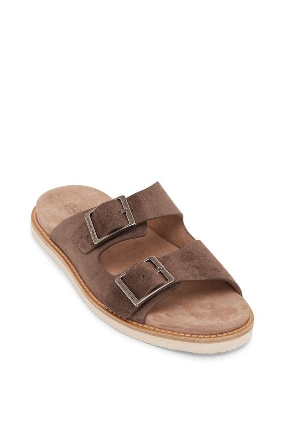 BRUNELLO CUCINELLI Suede Double-Strap brown