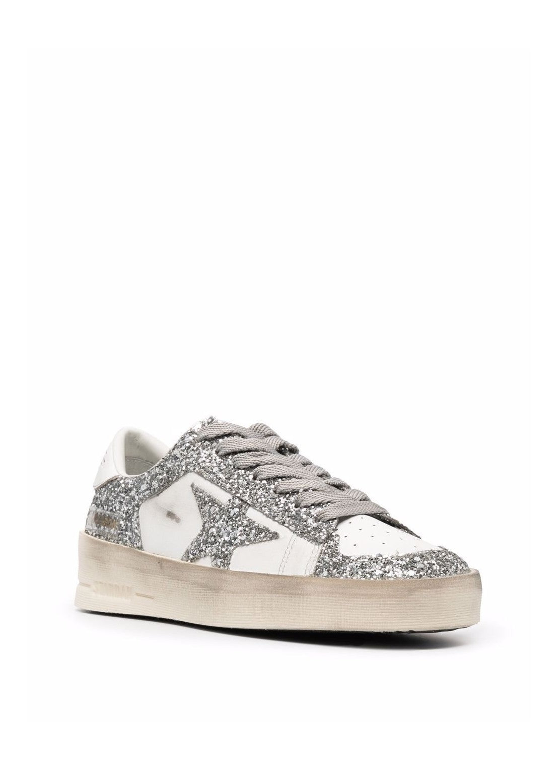 GOLDEN GOOSE STARDAN 'WHITE SILVER GLITTER'