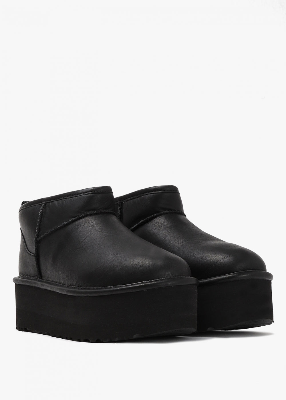 UGG Classic Ultra Mini Leather Platform Boots 'Black'