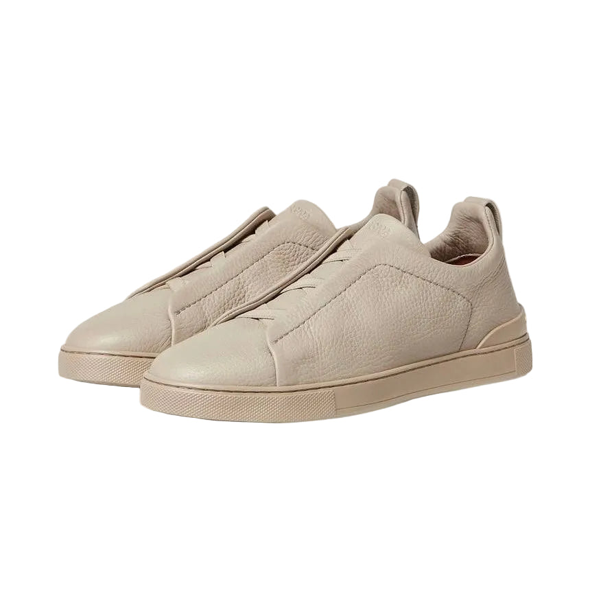 ZEGNA BEIGE DEERSKIN TRIPLE STITCH SNEAKERS