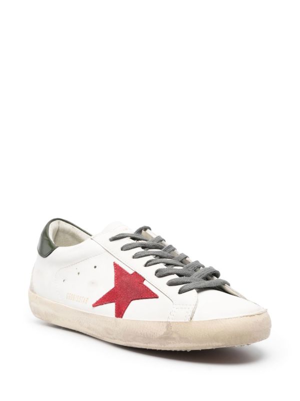 Golden Goose Super-Star 'red suede star and green'