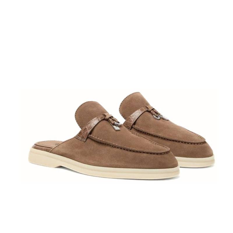 LORO PIANA Women's Babouche Charms Walk Suede Mules In Koala
