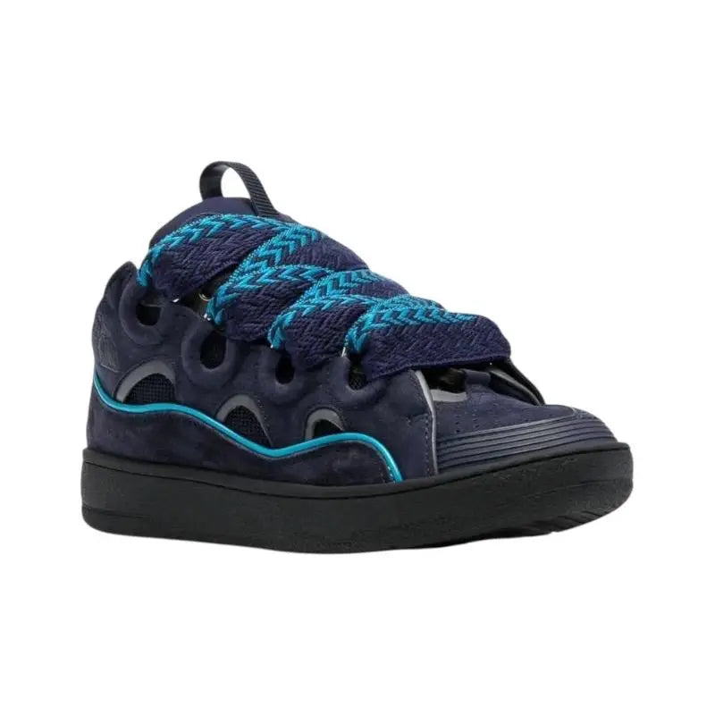 Lanvin ‘Curb’ Suede And Leather Sneakers In Navy