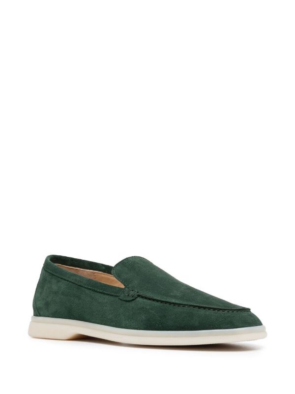 Loro Piana Summer Walk Suede Loafers - Dark Green