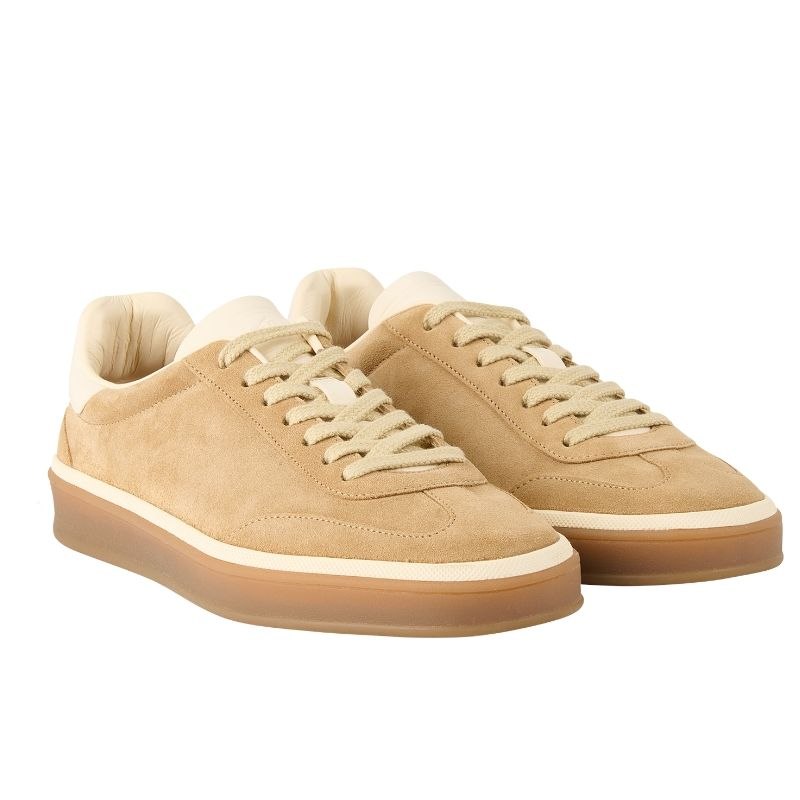 Loro Piana Tennis lace-up Suede Sneakers Neutrals