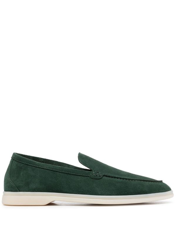 Loro Piana Summer Walk Suede Loafers - Dark Green