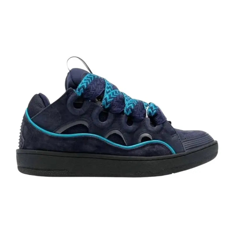 Lanvin ‘Curb’ Suede And Leather Sneakers In Navy