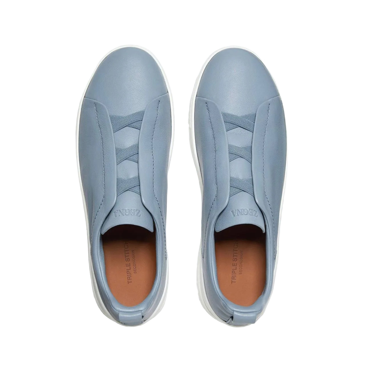 ZEGNA LIGHT BLUE TRIPLE STITCH SECONDSKIN SNEAKERS Light Blue