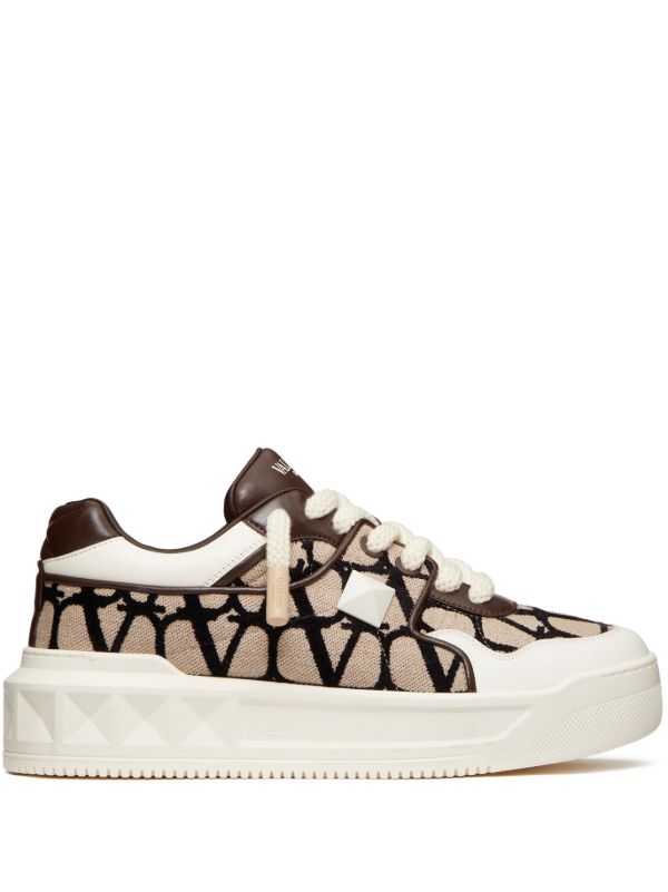 Valentino One Stud XL Low 'Toile Iconographe - Natural Fondant'