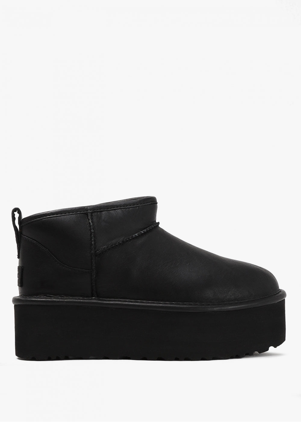 UGG Classic Ultra Mini Leather Platform Boots 'Black'