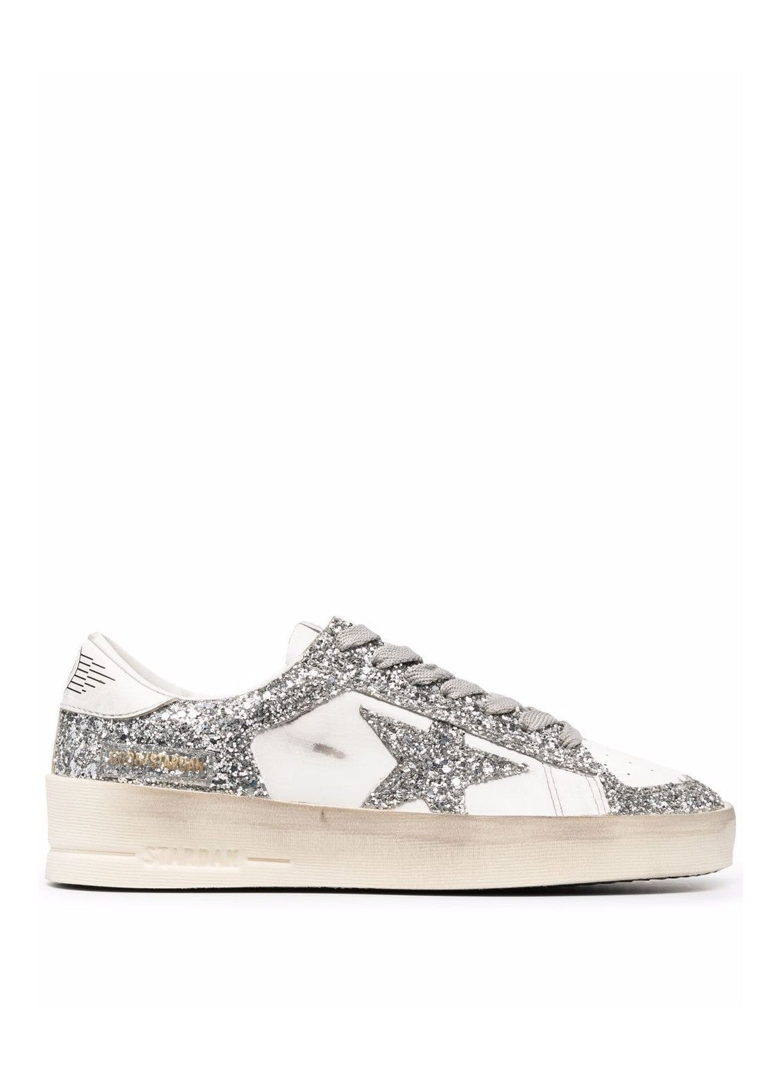GOLDEN GOOSE STARDAN 'WHITE SILVER GLITTER'