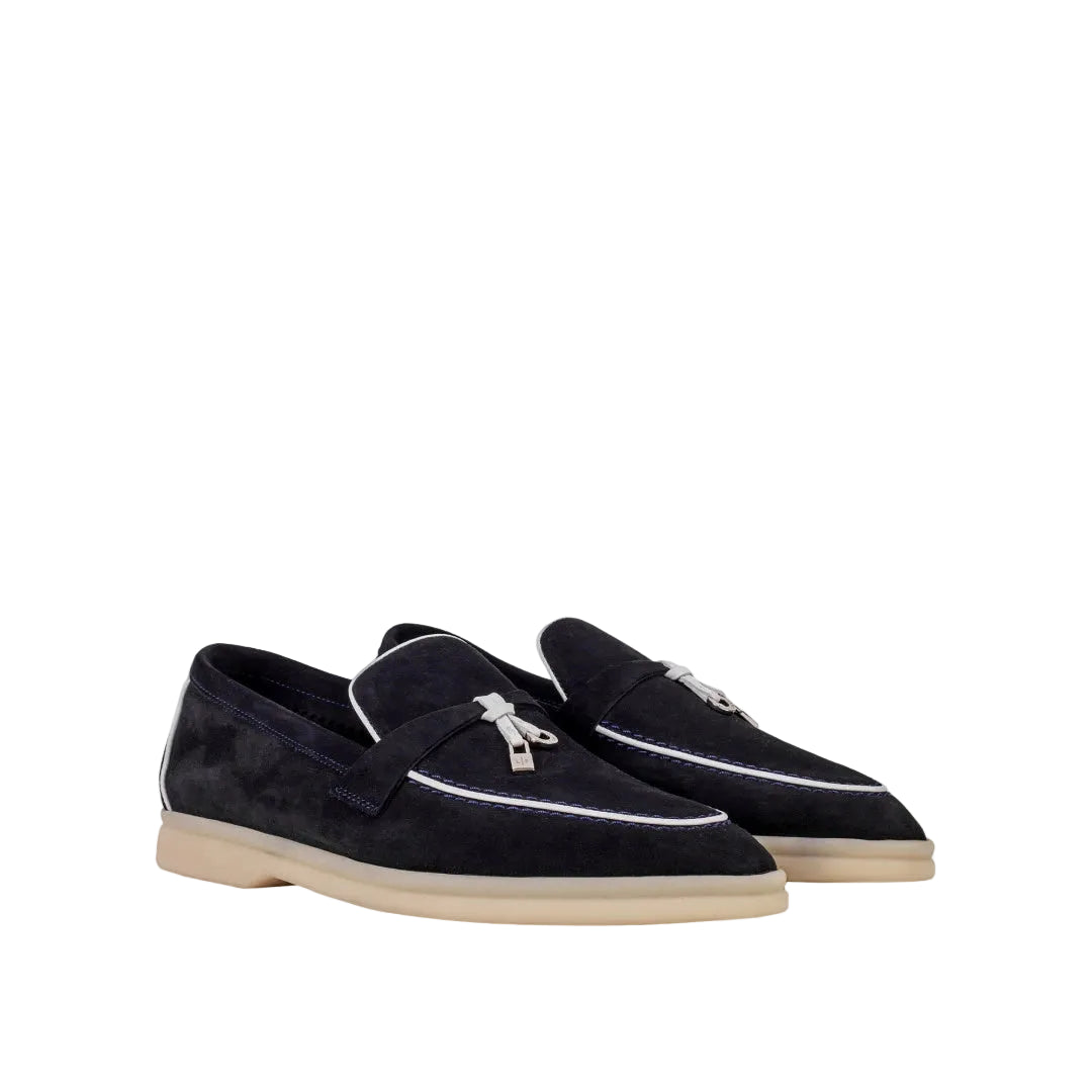 Loro Piana Summer Walk Charms Loafers, Suede, 'Navy White'
