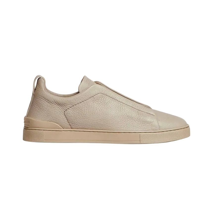 ZEGNA BEIGE DEERSKIN TRIPLE STITCH SNEAKERS
