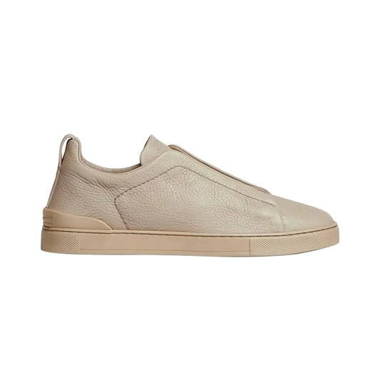 ZEGNA BEIGE DEERSKIN TRIPLE STITCH SNEAKERS