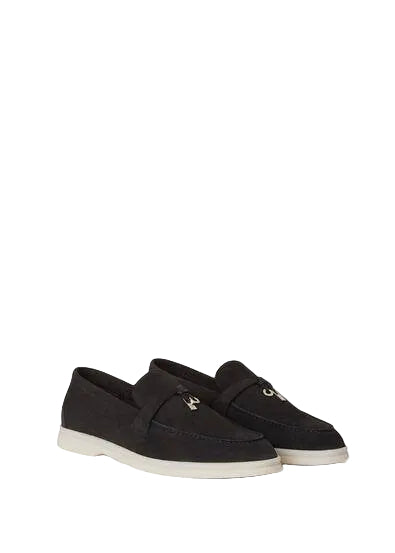 Loro Piana Summer Charms Walk Suede Caviar Loafers