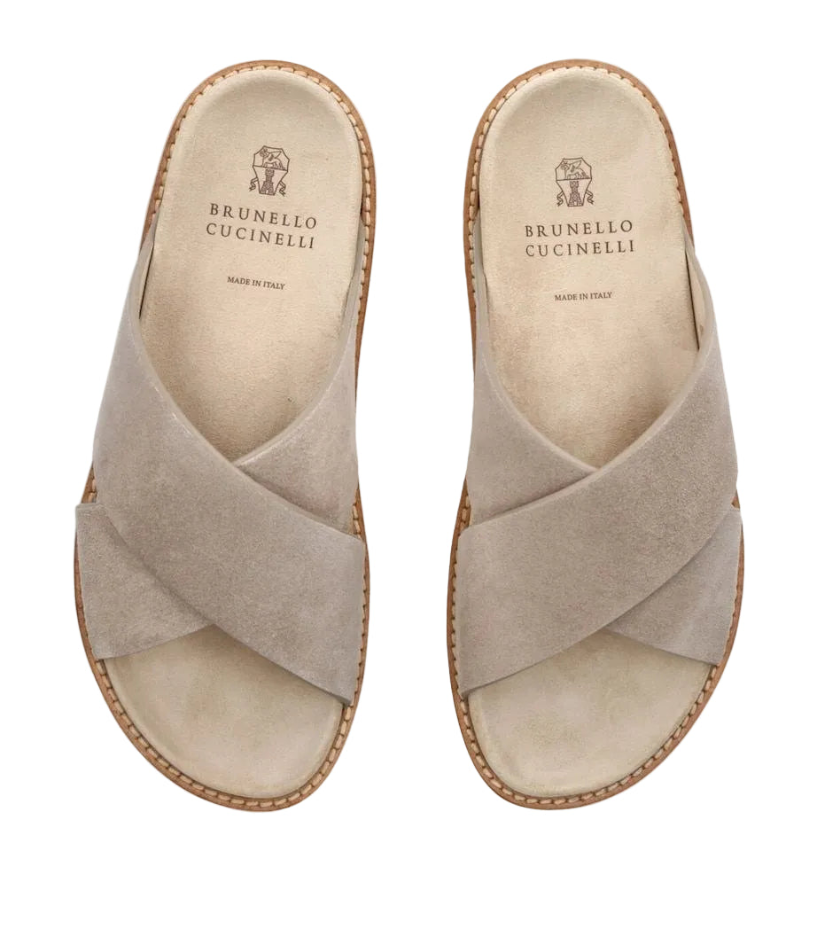 BRUNELLO CUCINELLI Suede Double-Strap Sandals