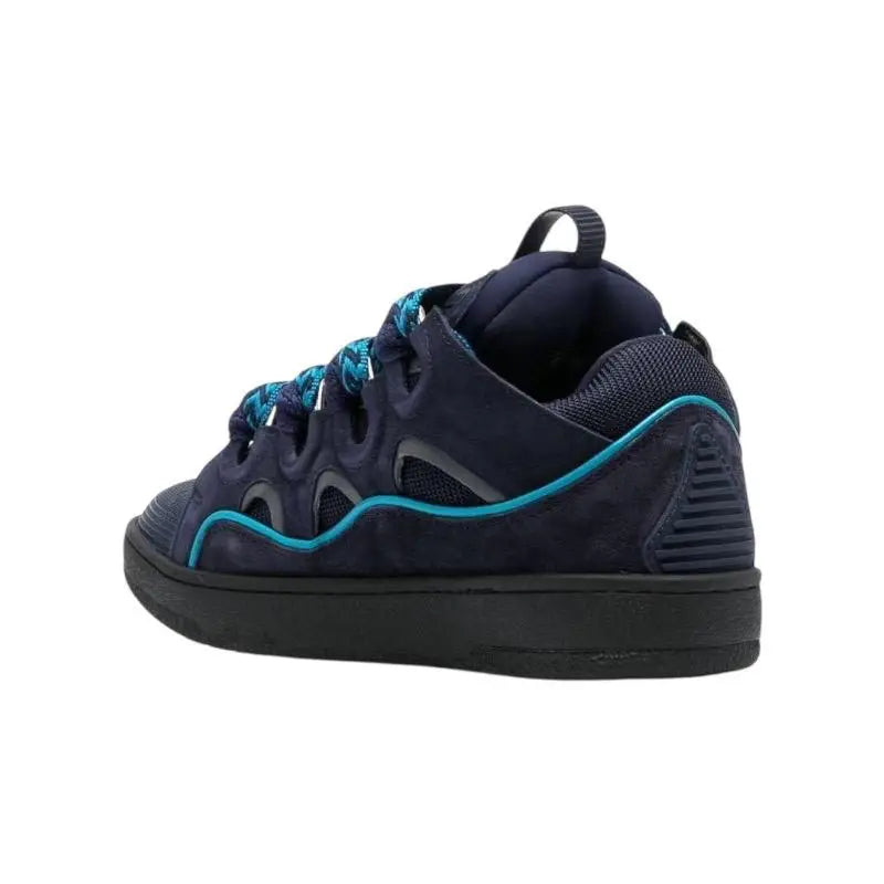 Lanvin ‘Curb’ Suede And Leather Sneakers In Navy